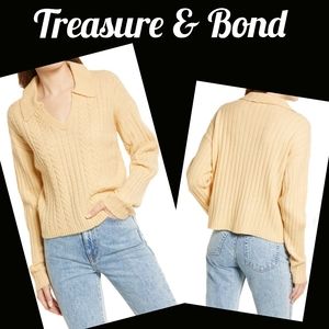 TREASURE & BOND Cable Stitch Collar Sweater